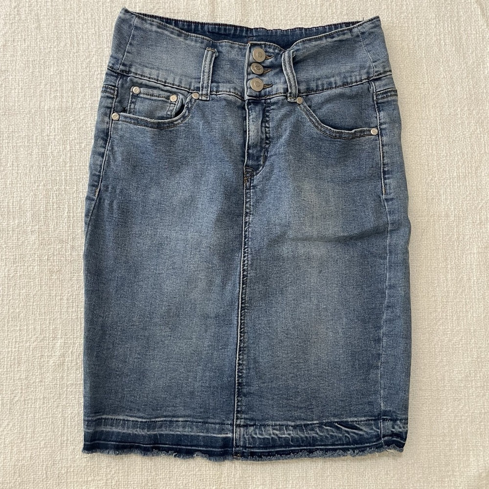 ONE 5 ONE Denim Skirt Pencil Jean Stretch Career Casual Small Y2K Cute!